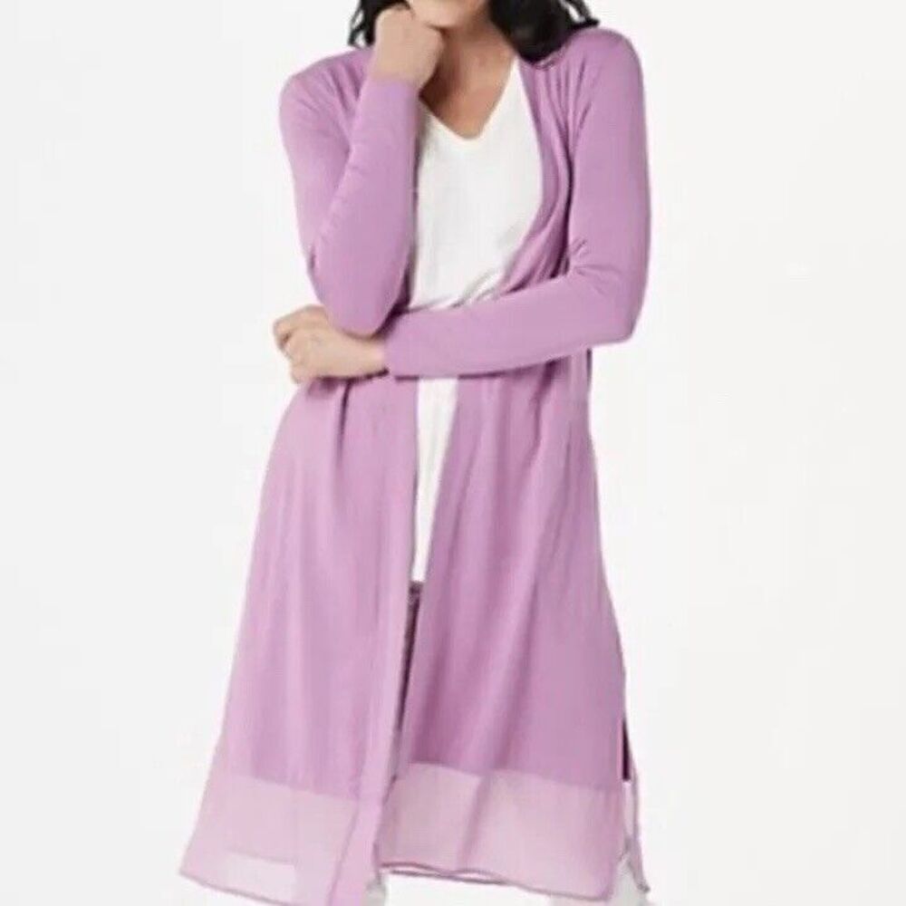 LOGO by Lori Goldstein Leticia Open Front Duster Cardigan Casual Women Size 3XLP